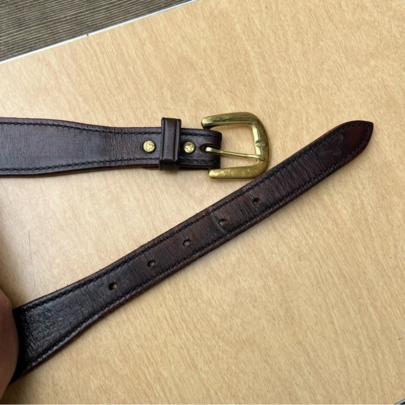 Galco Men’s Brown Leather Tapered Belt With Engraved Hawk & Brass Buckle Sz 42 - Picture 6 of 11